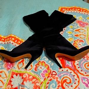 INC black suede above the knee heeled boots size 8 1/2. Brand New!